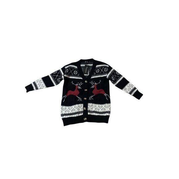 Creation black winter soft reindeer wool blend cardigan M new - Picture 1 of 8